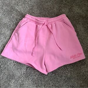 White Fox Pink High-Waist Drawstring Shorts